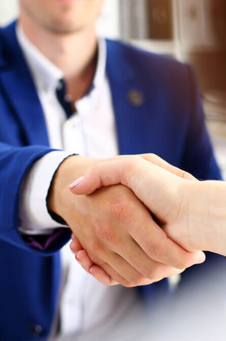 Insurance advisor shaking hands with client